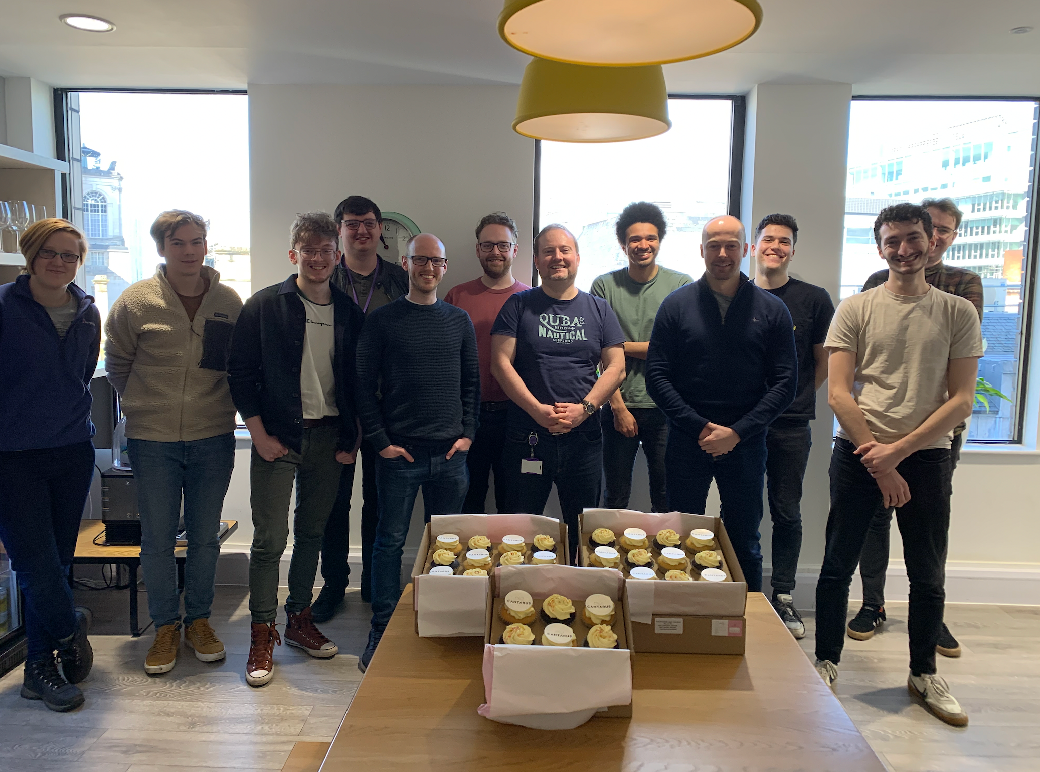 Cantarus team in office kitchen