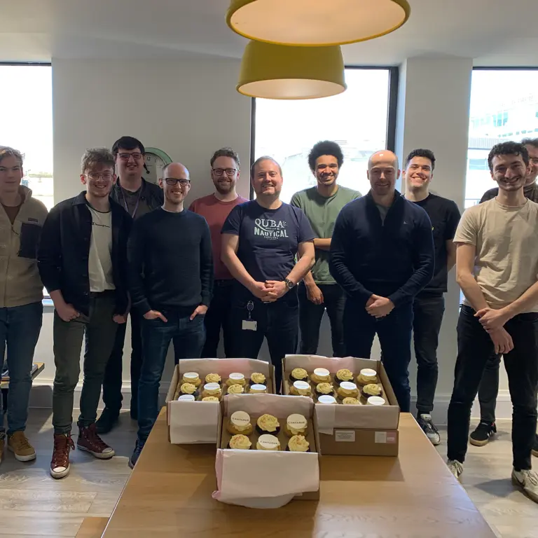 Cantarus team in office kitchen
