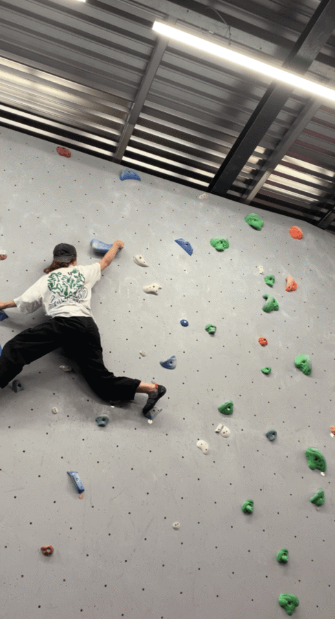 Alex on climbing wall