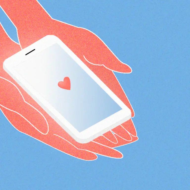 Sketch of hands holding a smartphone