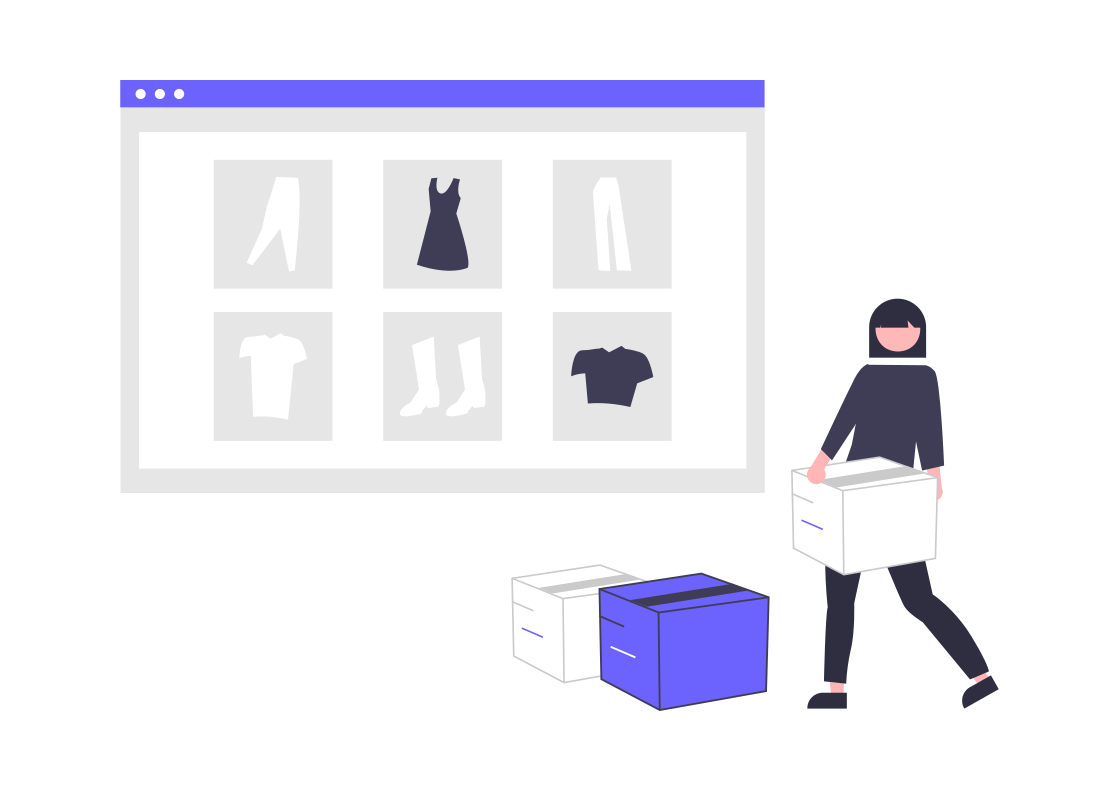 a graphic showing a cartoon abstract storefront