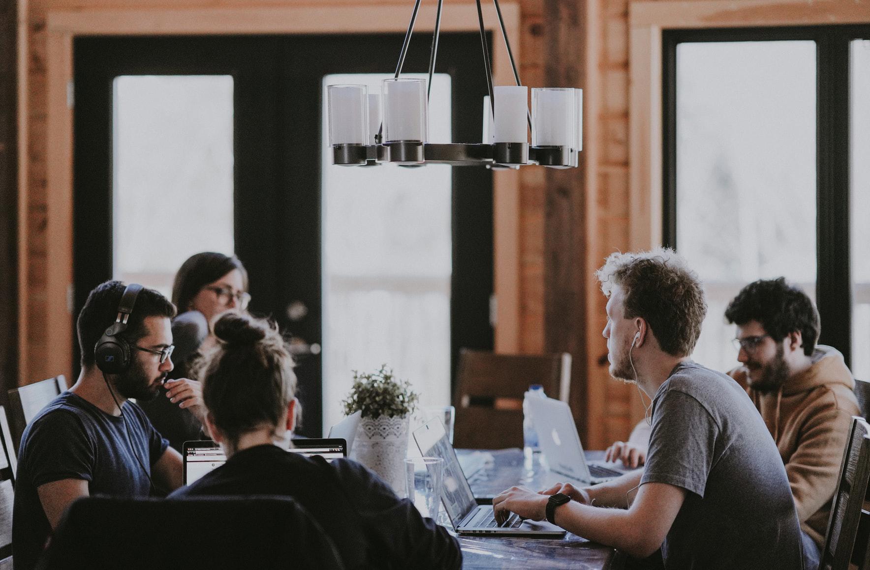 group discussion around a table