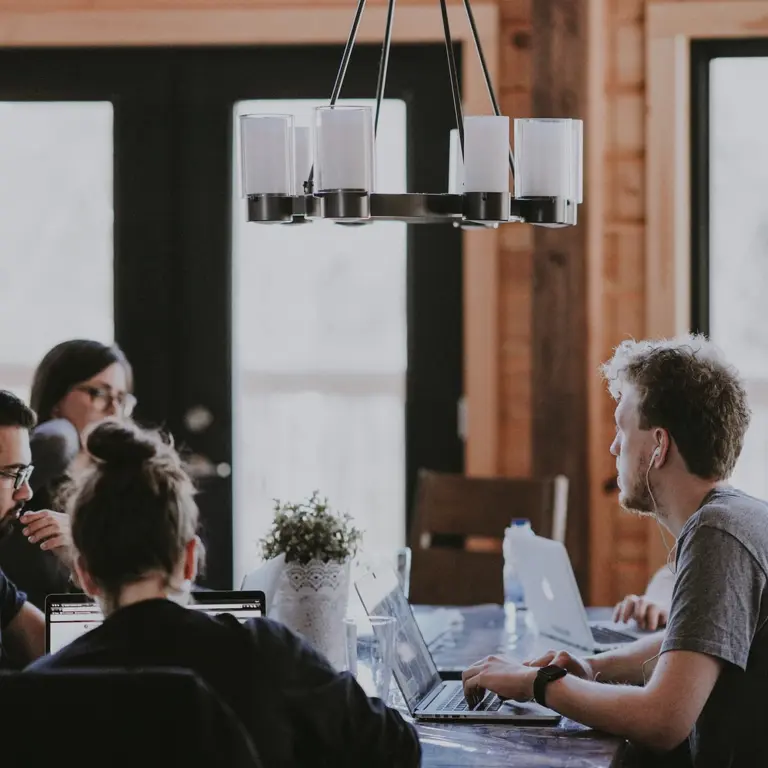 group discussion around a table