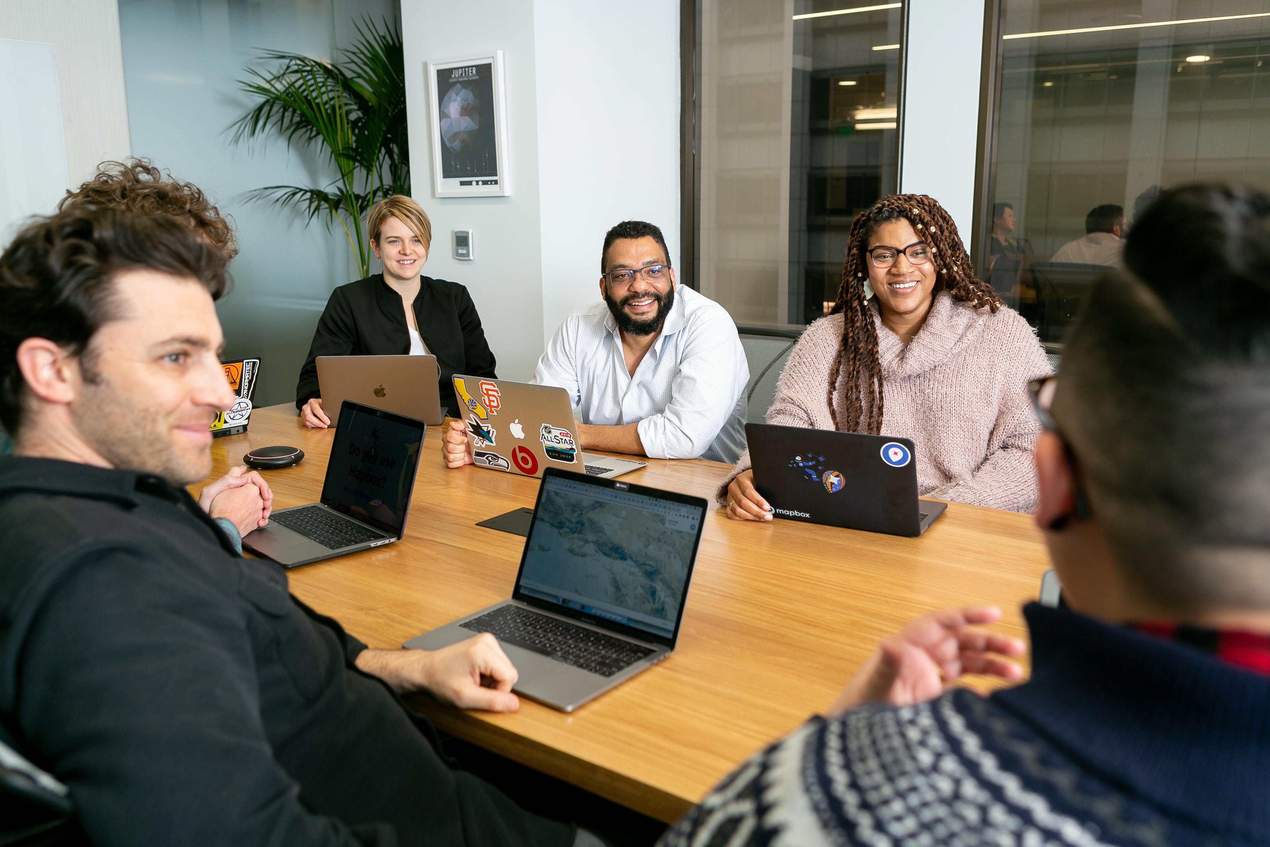 Meeting in boardroom space