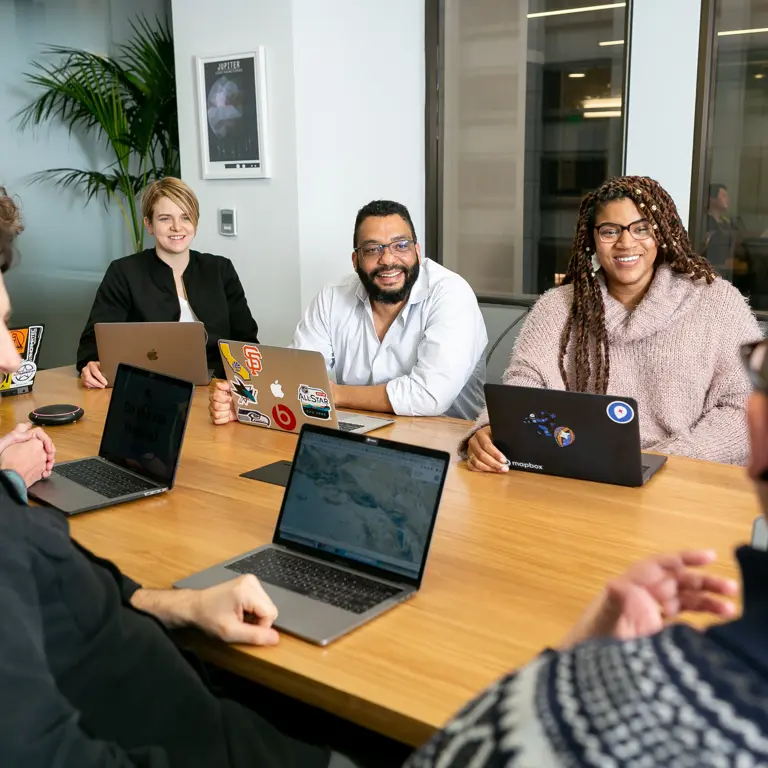 Meeting in boardroom space
