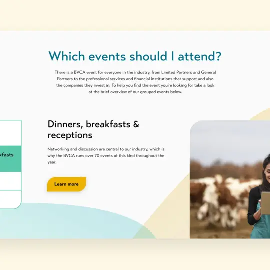events listing page on the BVCA site