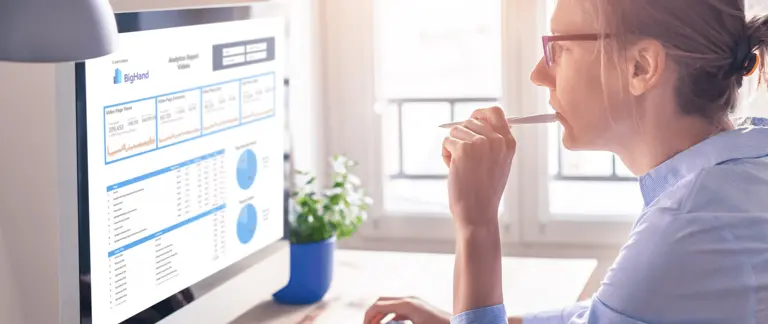 person looking at data on computer screen