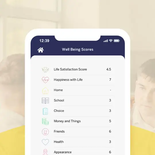 wellbeing score screen on app