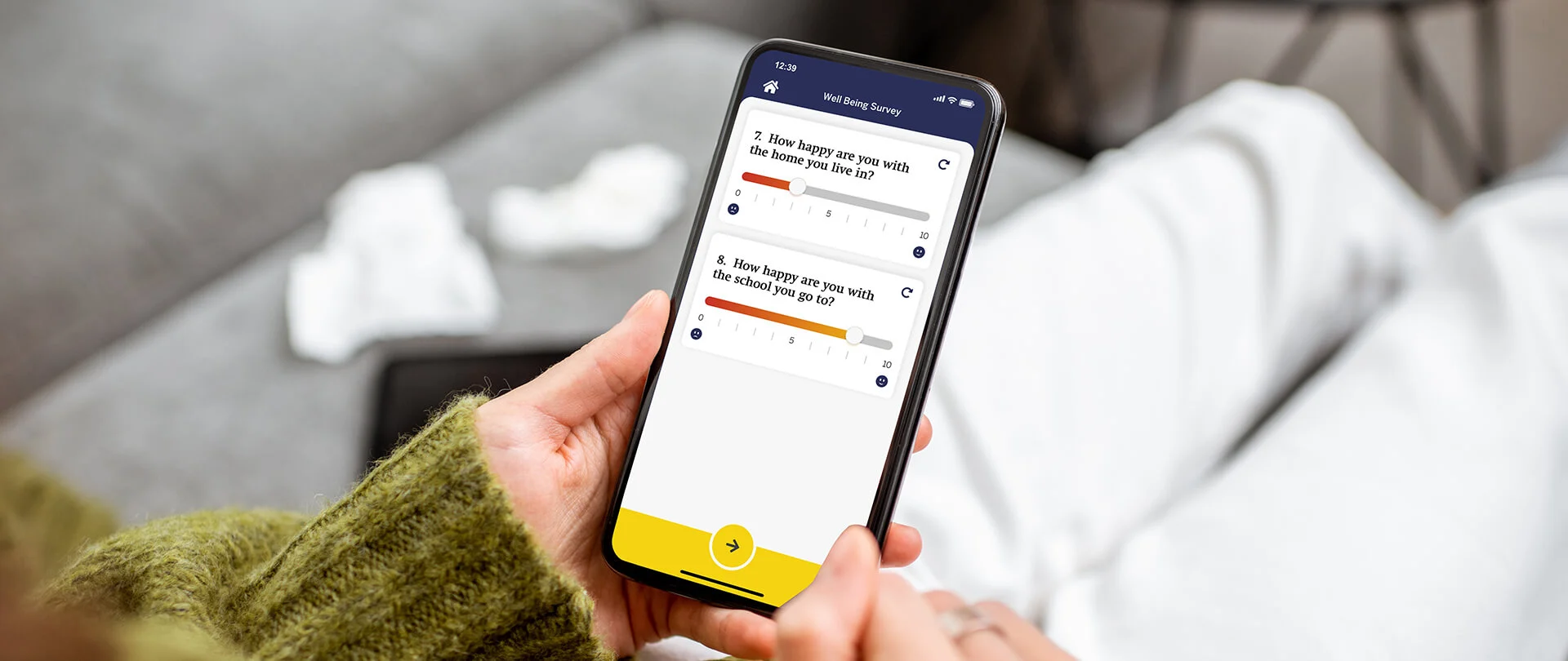 person viewing the app on a smartphone