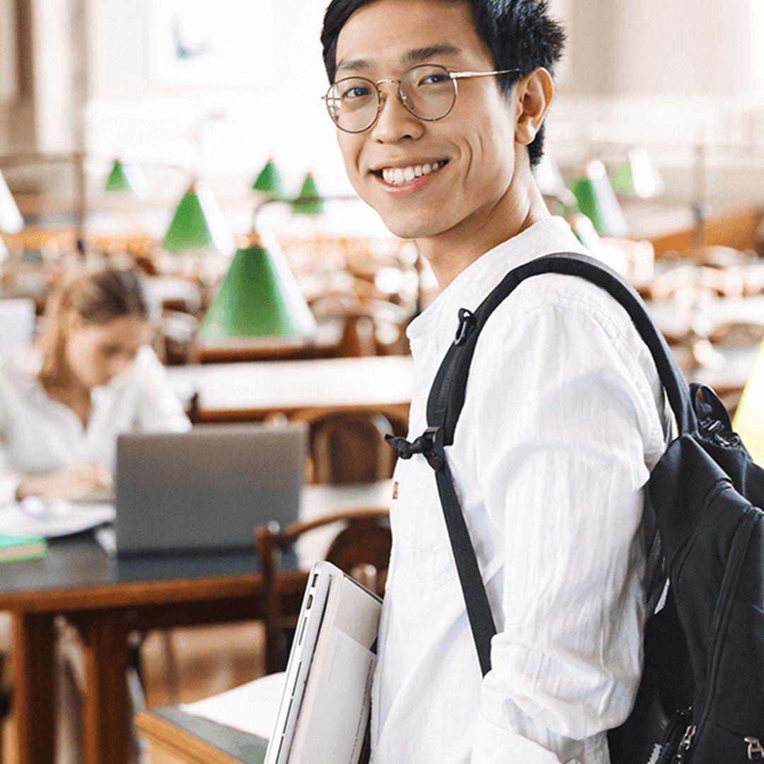 Man smiling in education setting