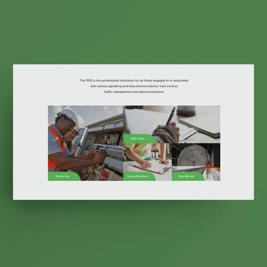 The IRSE menu screen