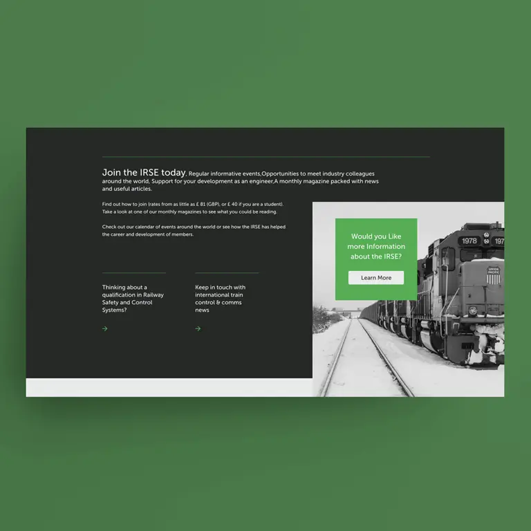 IRSE sign up page on desktop