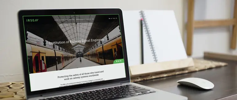 IRSE home page shown on laptop screen