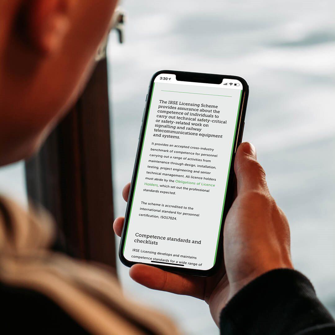 IRSE article page on smartphone