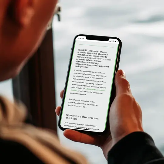 IRSE article page on smartphone