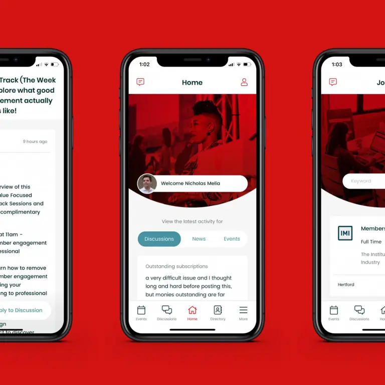 A demonstration of the dashboard screen from the Memberwise app