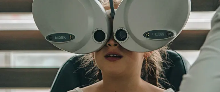 A child having an eye exam