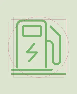 An electrical vehicle charging icon