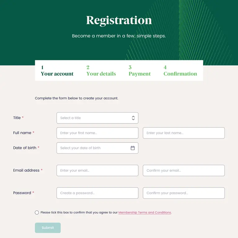 Registration process for The Royal Pharmaceutical Society 