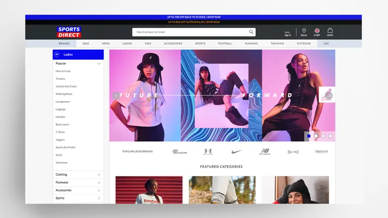 Clothing store shopfront on desktop display